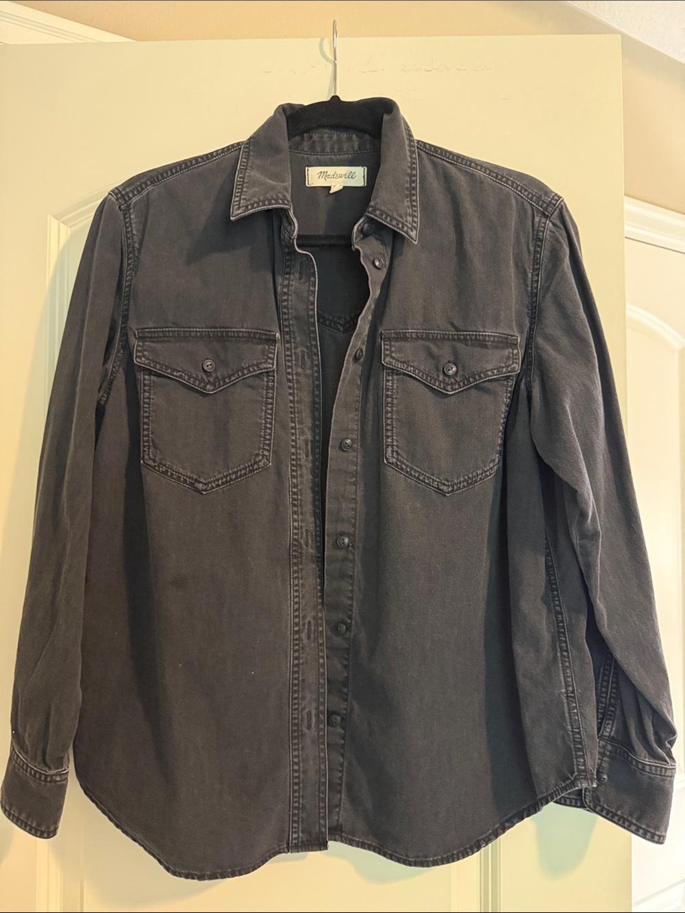 Madewell Womens Charcoal Button-Up Denim Shirt Jacket